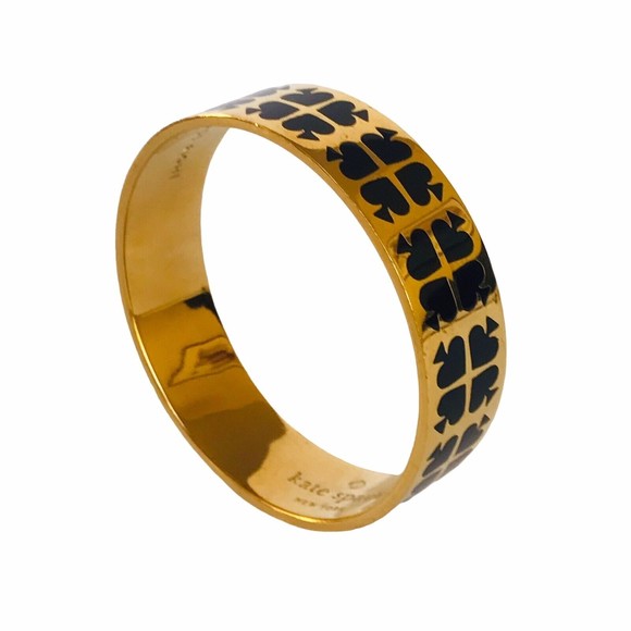 Kate Spade Play Your Cards Right Bangle Bracelet Black Goldtone - Picture 5 of 8